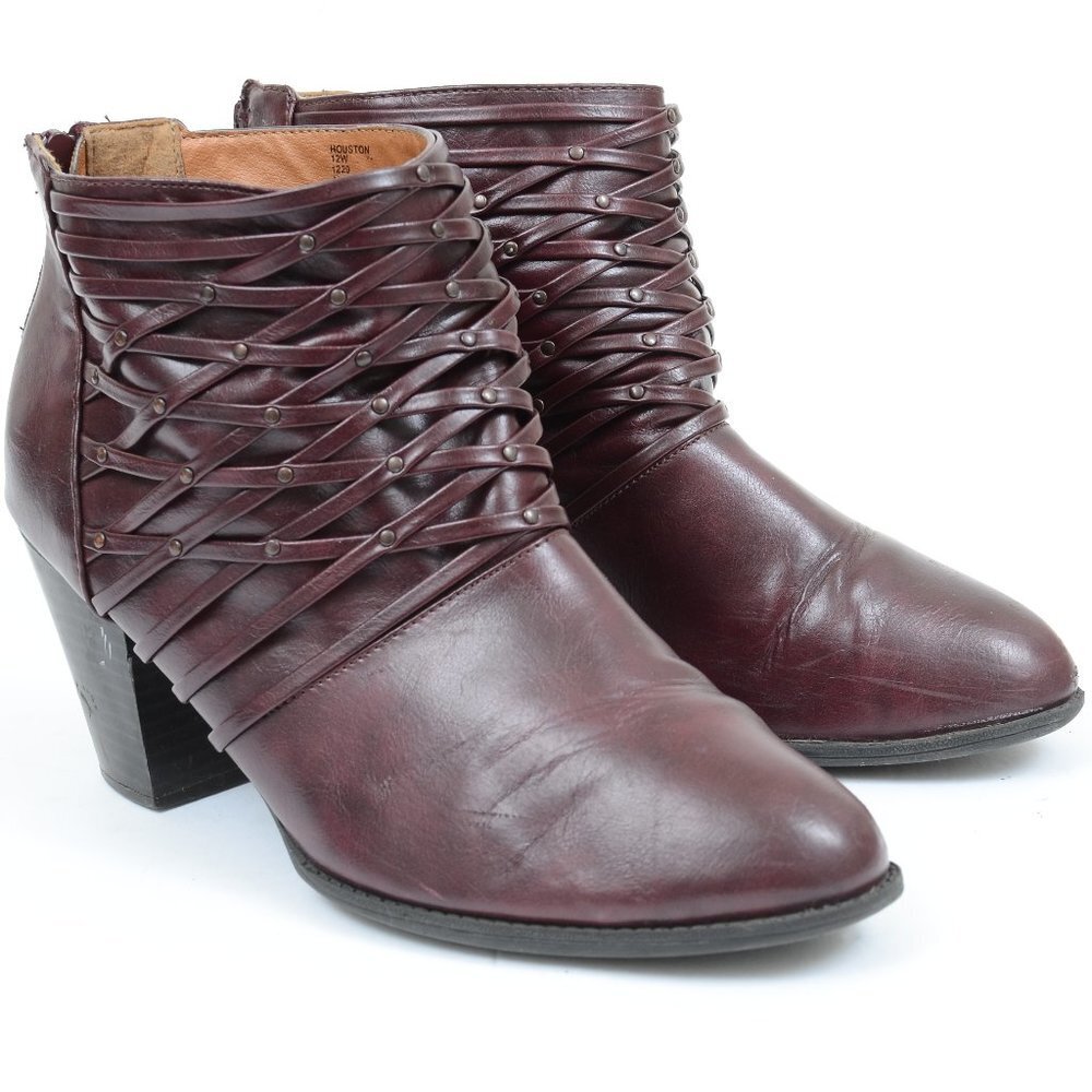 Cloudwalkers By Avenue Women's 12W Wide Burgundy Vegan Leather Houston Boot